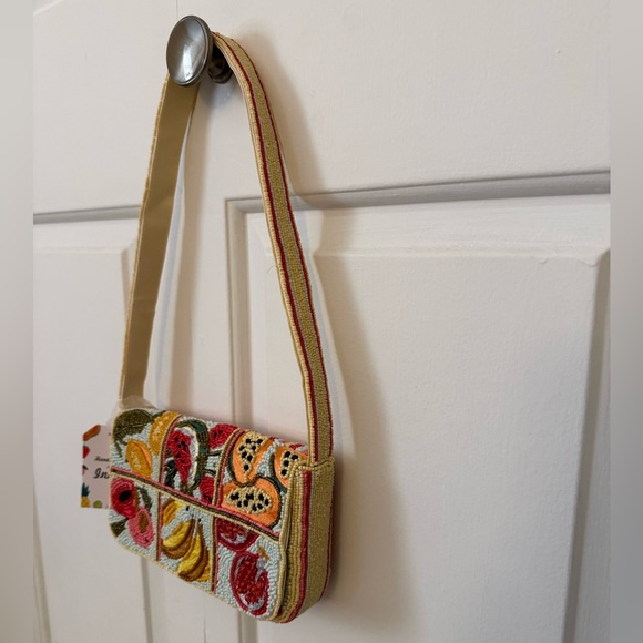 India Beaded Bag Colorful Tropical Fruits & Tropical Drink Cocktail Beverage - Picture 5 of 9